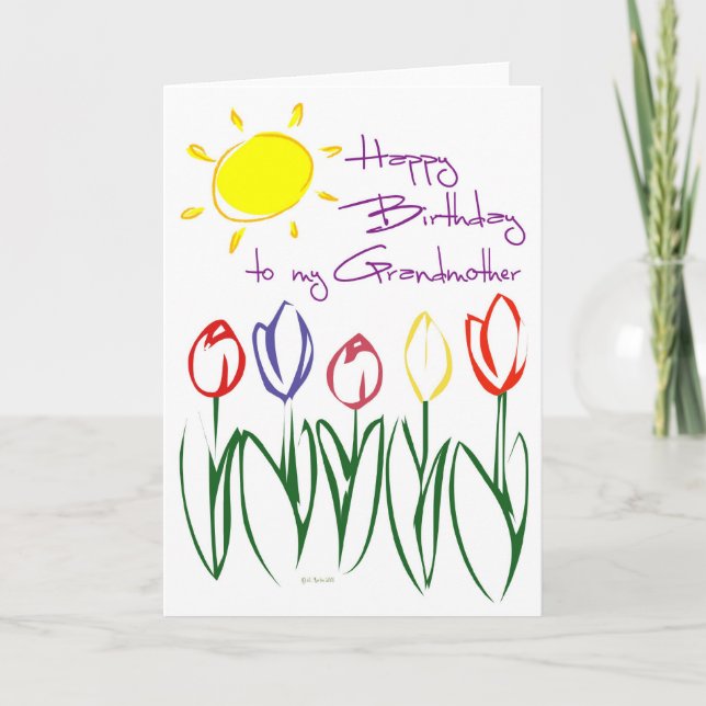 Fabulous Tulip Sketch Birthday Card for Grandma Kort (Framsida)
