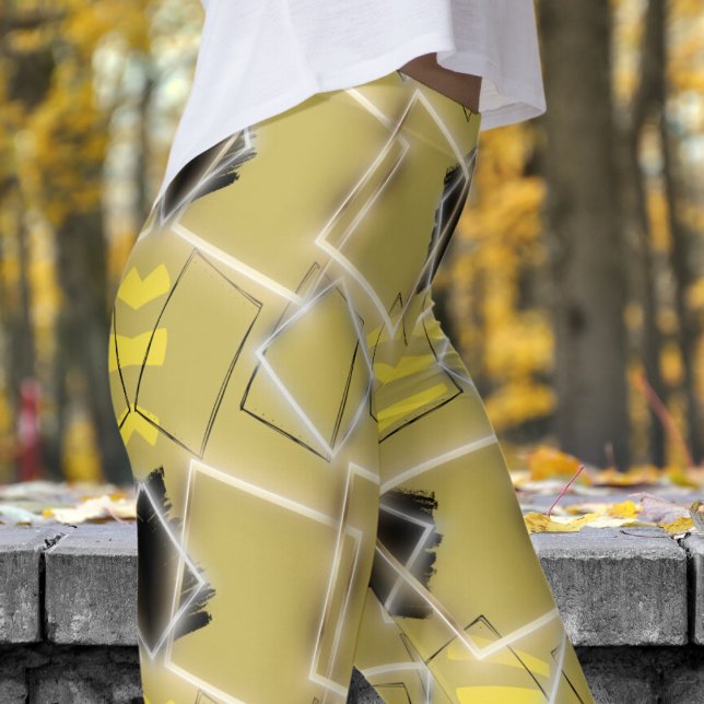 Fabulous Vegas Guld Framed i Guld Mönster Leggings (Vegas Gold framed in Gold Leggings)