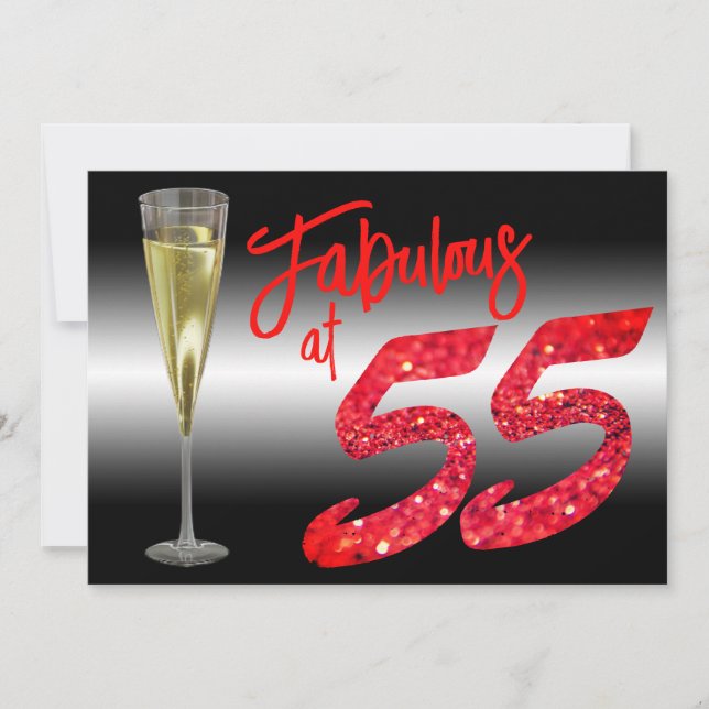 Fabulous vid 55 Birthday Coral Glitter Party Inbjudningar (Framsida)