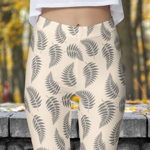Fabulous White Fern Mönster Leggings