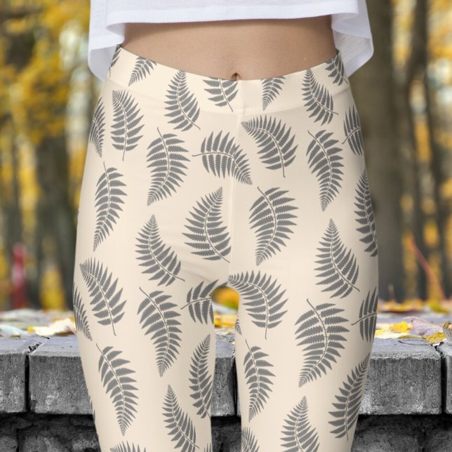 Fabulous White Fern Mönster Leggings (Antique White Fern )