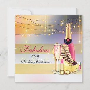 Fabulous Women Födelsedagsfest Champagne Stiletto Inbjudningar