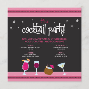 Fabulously festlig cocktailparty (fuschiaen) inbjudningar