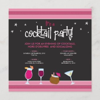 Fabulously festlig cocktailparty (fuschiaen) inbjudningar