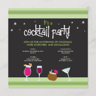 Fabulously festlig cocktailparty (limefruktgrönt) inbjudningar