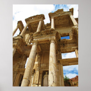 Facade av bibliotek av Celsus i den Ephesus Poster