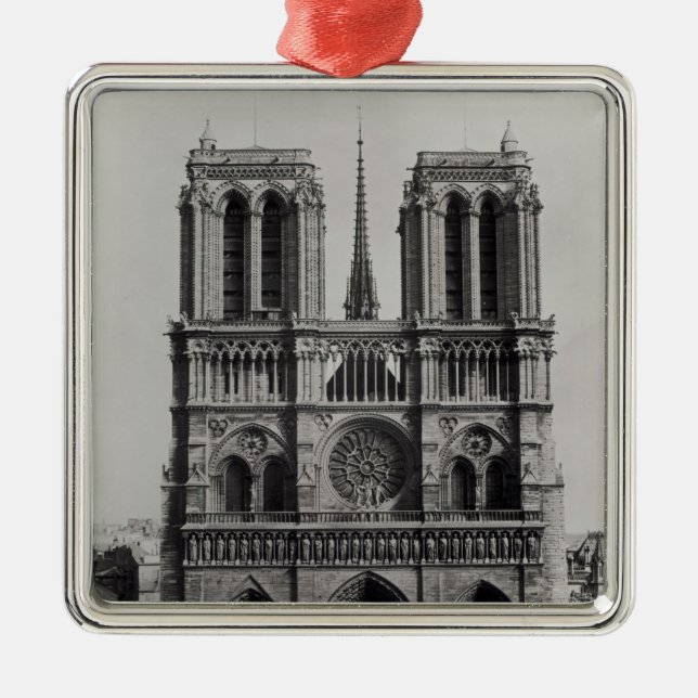 Facade av Notre Dame, Paris, sent - århundrade för Julgransprydnad Metall (Framsidan)