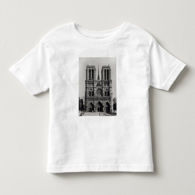 Facade av Notre Dame, Paris, sent - århundrade för Tee Shirt (Framsida)
