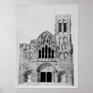 Facaden av La Madeleine de Vezelay Poster