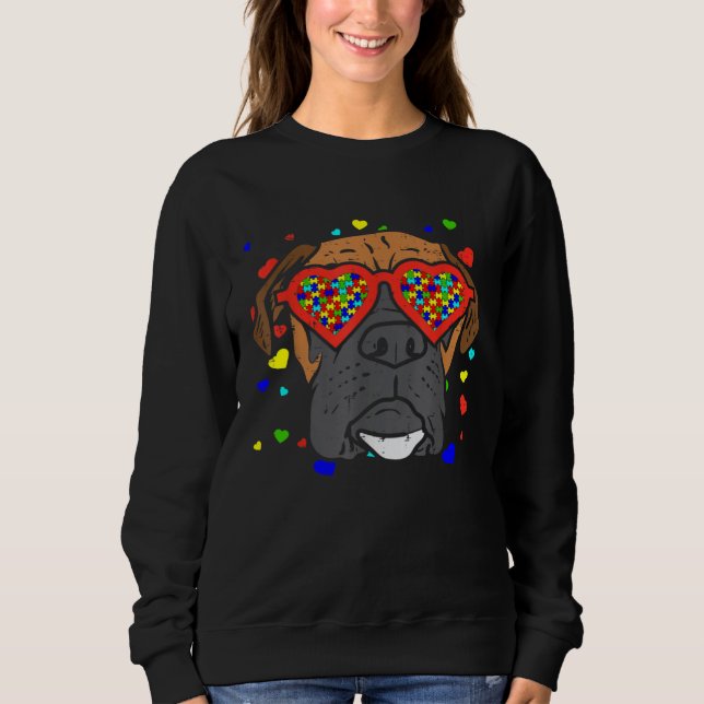 Face Boxers Autism Glasses Valentine Dog T Shirt (Framsida)