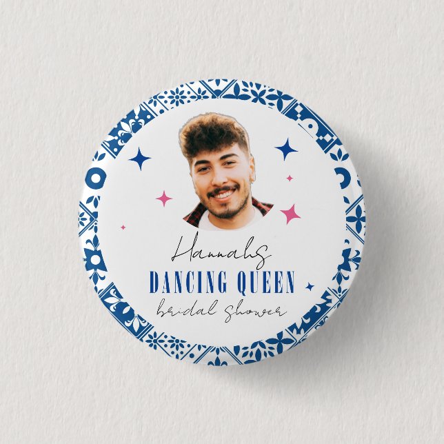 Face Dancing Queen grekisk disco mamma möhippa Knapp (Framsida)