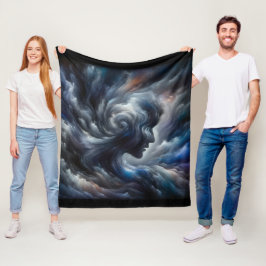 face in clouds Abstract fantasy art Fleecefilt