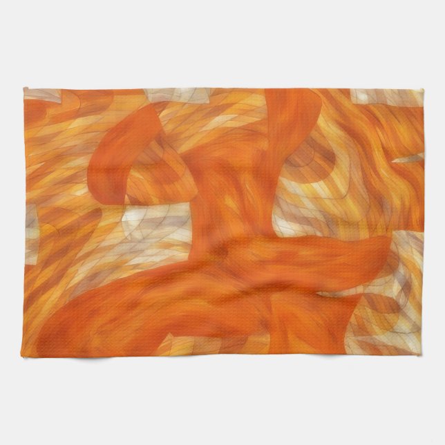 Face in Orange Artsy Abstract Kitchen Towel Kökshandduk (Horisontell)