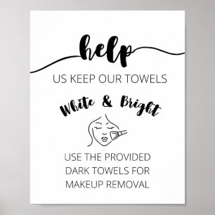 Face Makeup Towel Sign Poster