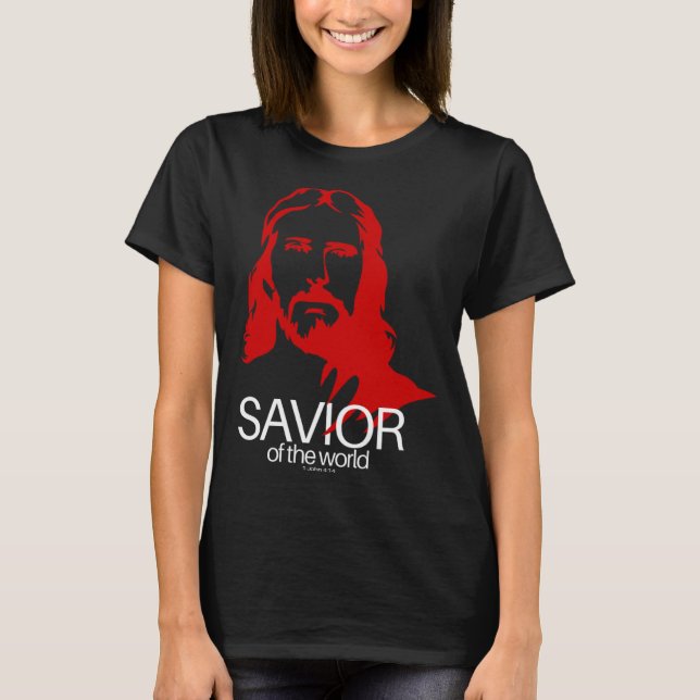 Face of Jesus Savior of the World  Christian Bible T Shirt (Framsida)