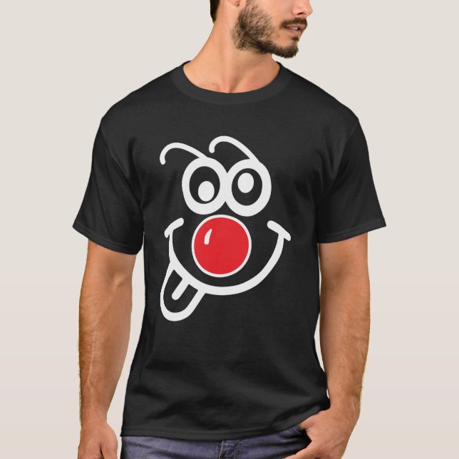 Face Red Nose Glasses No Nose Celebrate Nose Happy T Shirt (Framsida)