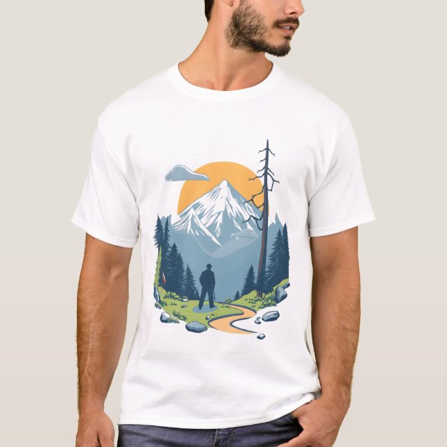 Face the Mountains – Nature Adventure Graphic Tee (Framsida)