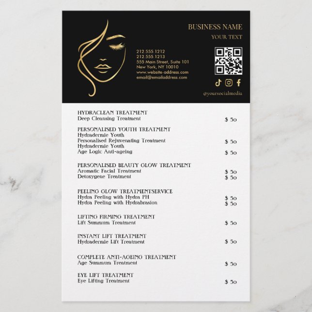 FACE TREATMENTS Beauty Salon flyer (Framsidan)