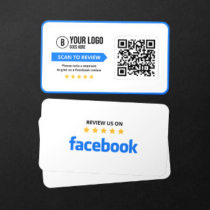 Facebook Business Review 5-stjärnig skannbar QR-ko Visitkort