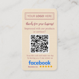 Facebook-granskarkort med logotyp och QR-kod Rose  Visitkort