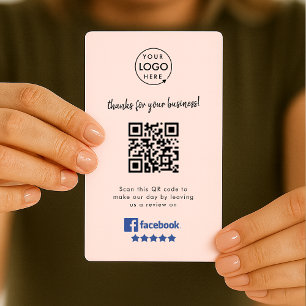 Facebook-granskning Affärsgranskningar Rosa QR-k Visitkort