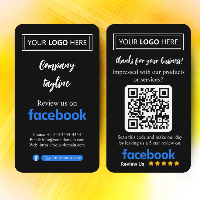 Facebook-granskningskort med logotyp och QR-kod Visitkort (promotional marketing)