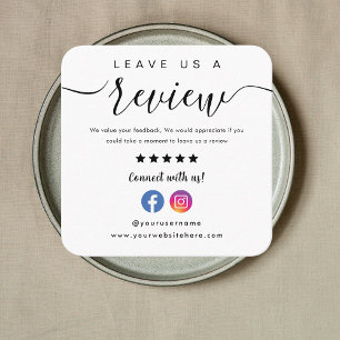 Facebook Instagram Logotyp Lämna oss A Review Whit Fyrkantigt Visitkort