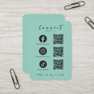 Facebook Instagram Tiktok QR Code Seafoam Visitkort