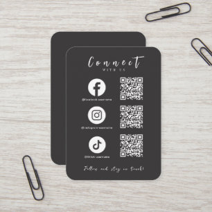 Facebook Instagram Tiktok QR Code Soft Black Visitkort