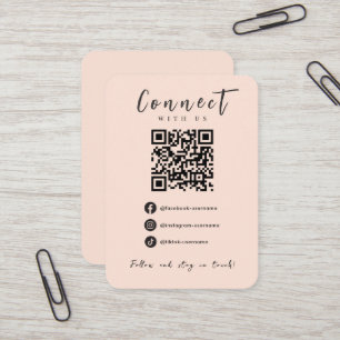 Facebook Instagram Tiktok Soft Peach QR-kod Visitkort