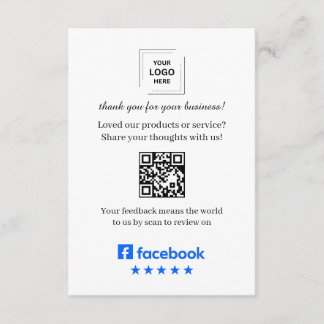 Facebook Recension QR Kundfeedback Infogningkort Tilläggskort
