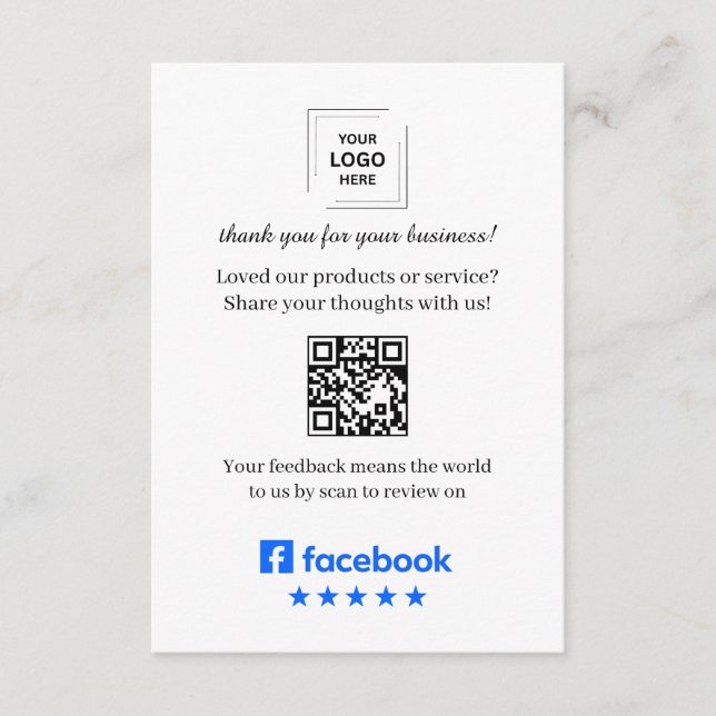 Facebook Recension QR Kundfeedback Infogningkort Tilläggskort (Framsida)