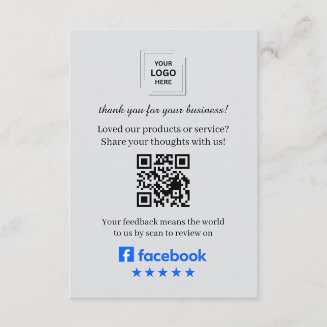 Facebook Recension QR Kundfeedback Infogningkort Tilläggskort (Framsida)