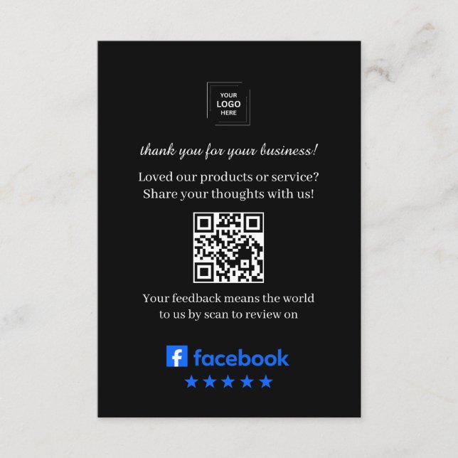 Facebook Recension QR Kundfeedback Infogningkort Tilläggskort (Framsida)
