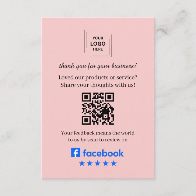 Facebook Recension QR Kundfeedback Infogningkort Tilläggskort (Framsida)