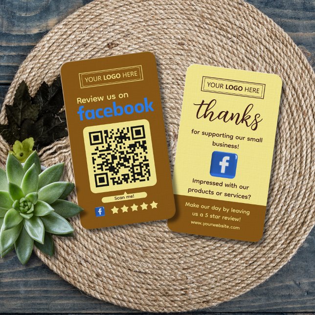 Facebook Recensionsförfrågan Brons Visitkort (Facebook customer review request card with QR code)