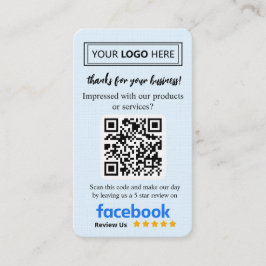Facebook Recensionskort med logotyp och QR-kod Visitkort