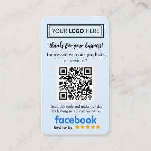 Facebook Recensionskort med logotyp och QR-kod Visitkort