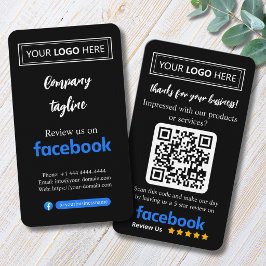 Facebook Recensionskort med logotyp och QR-kod Visitkort