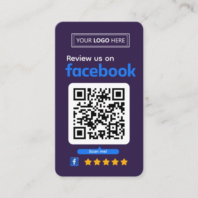 Facebook Review Request Business Card Deep Plum Visitkort (Framsida)