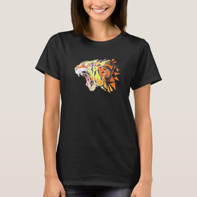 Facete Tiger Head Wildlife Wilderness Predator Bi T Shirt (Framsida)