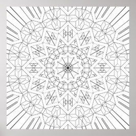 Faceted Starburst Geometric Mandala Pattern Art Poster