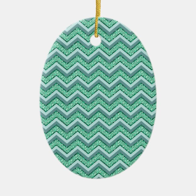FacetEmerald Chevron Mönster Julgransprydnad Keramik (Framsidan)