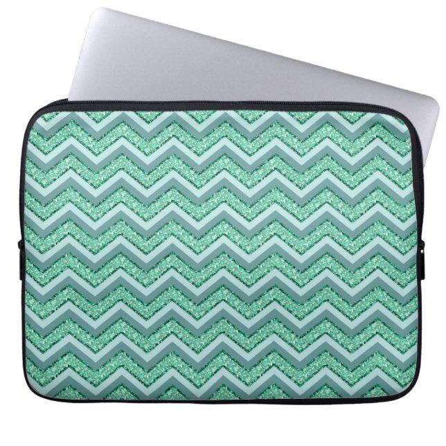 FacetEmerald Chevron Mönster Laptop Fodral (Framsidan)