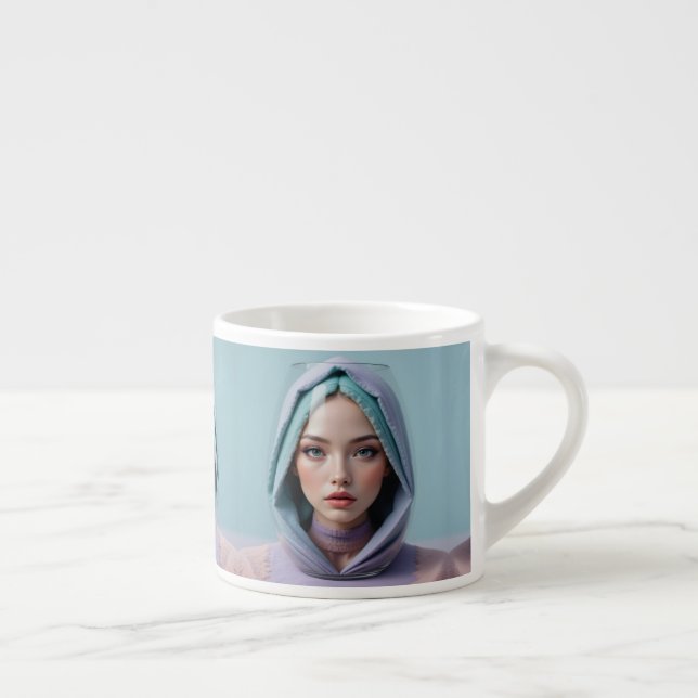 Faceterad Sand Art Woman Espressomugg (Höger)