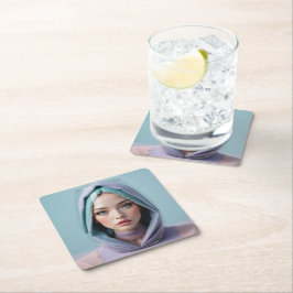 Faceterad Sand Art Woman Underlägg Papper Kvadrat