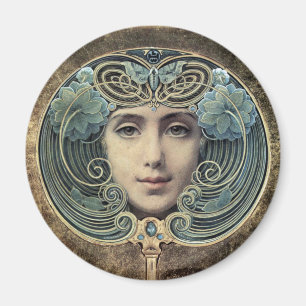 Fächer auf-goldenem Grund av Louis Welden Hawkins Magnet