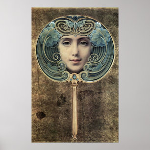 Fächer auf goldenem Grund av Louis Welden Hawkins Poster