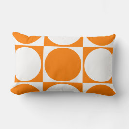 Fack&cirklar med brant Orange och off-white Lumbarkudde