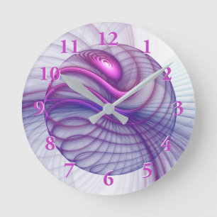 Fackal Abstrakt Fractal Art Rosa, Rörelser Rund Klocka
